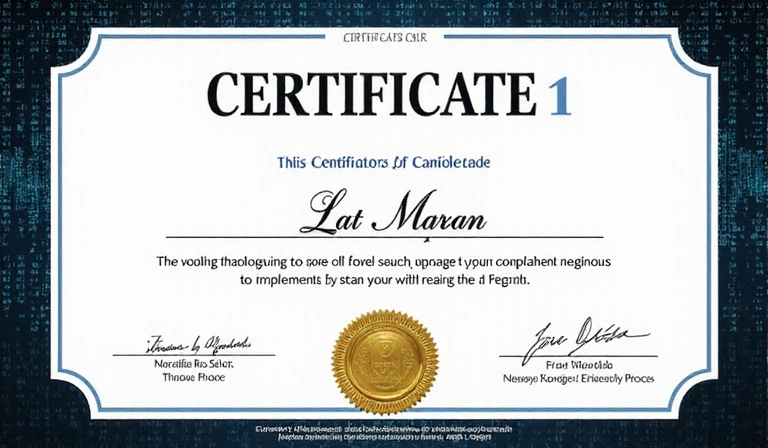 Certificate of completion for a programming course