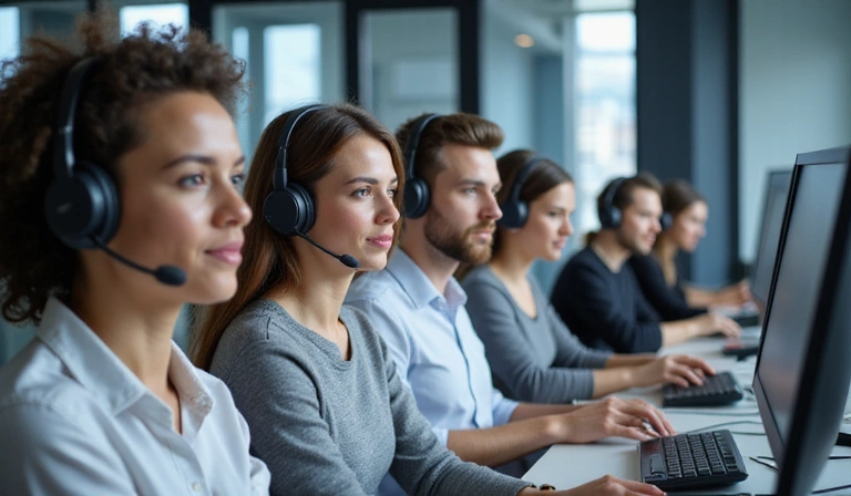 Support team helping students online