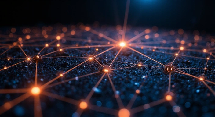 Abstract neural network graphic representing AI and machine learning